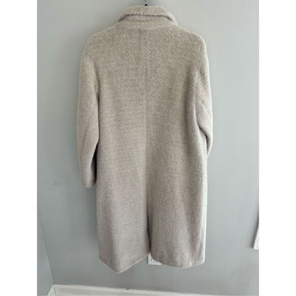 Zara Long Oversized Beige Herringbone Fuzzy Jacket, Women’s Size Small - Picture 6 of 8